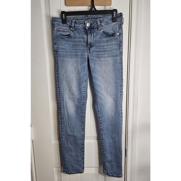 American Eagle Skinny Super Stretch Jeans Medium Wash Midrise Size 8 Regular - Picture 1 of 8